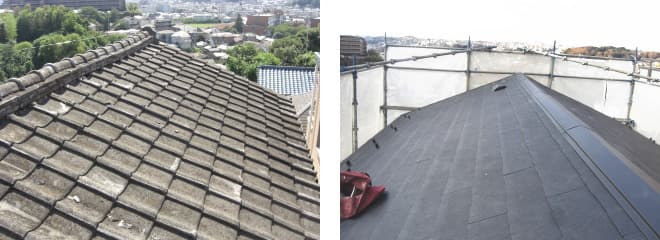 横浜市港南区の屋根修理、瓦屋根葺き替え例